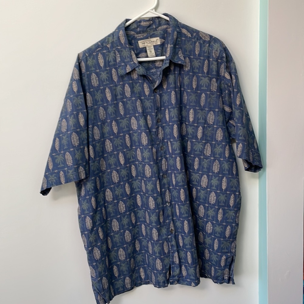 Tori Richard Men's 2XL Floral palm Blue Hawaiian Shirt